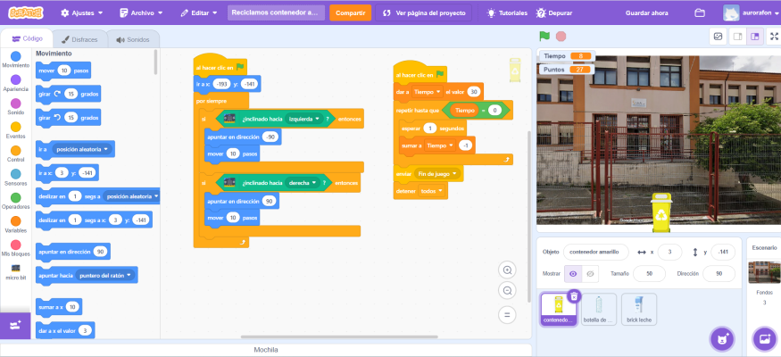 Programa tu juego de reciclaje con Scratch y micro:bit